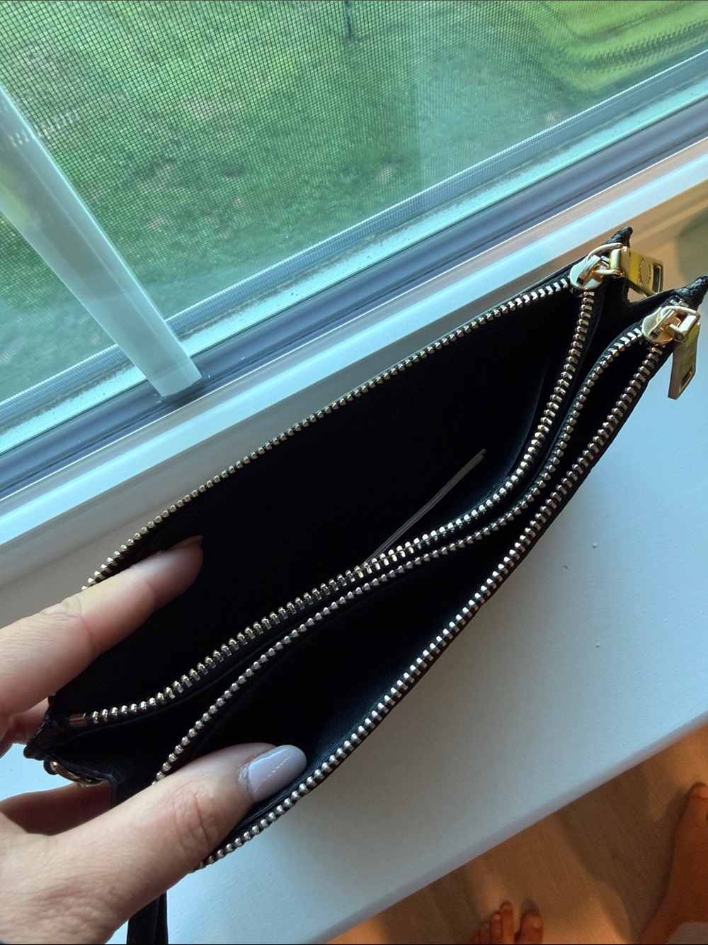Coach Black Leather Wristlet with Gold Logo Accent - Picture 3 of 3